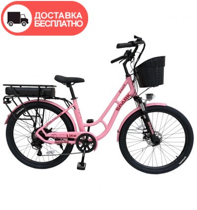 Велосипед с электромотором SPARK E-CITY LITE 17" 48V/500W/12,8Ah малиновый