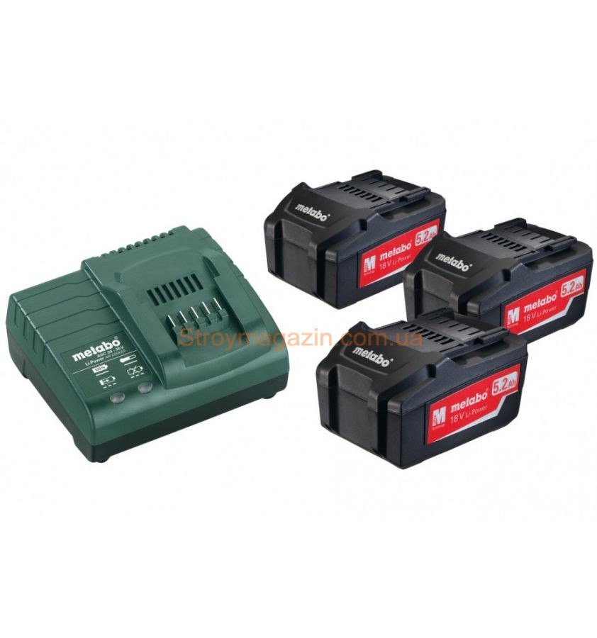 Базовый комплект аккумуляторов Metabo Basic-Set 3x5,2 Ач