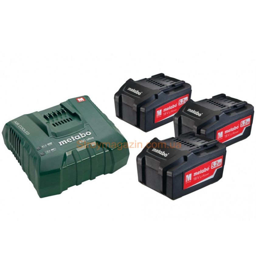 Базовый комплект аккумуляторов Metabo Basic-Set ASC Ultra 3x5,2 Ач